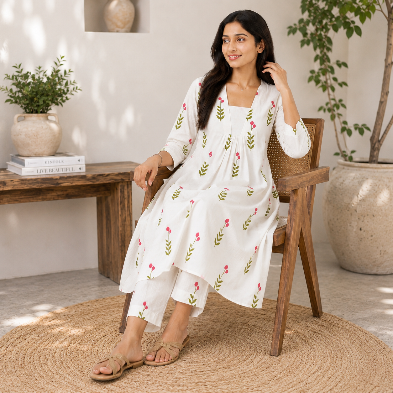 Pink Blossom Printed Cotton Co-Ord Set
