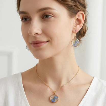 French Style Pressed Flower Resin Jewellery Set