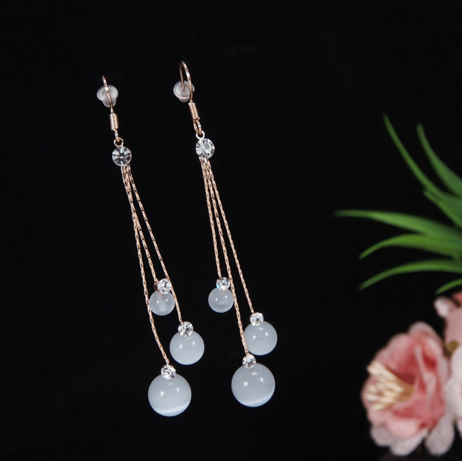 Korean Gold/Silver/Rosegold Plated Pearl Chain Earring