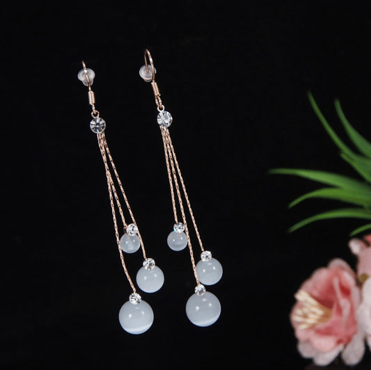 Korean Gold/Silver/Rosegold Plated Pearl Chain Earring