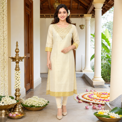 Tissue Silk Kurti with Mirror Work