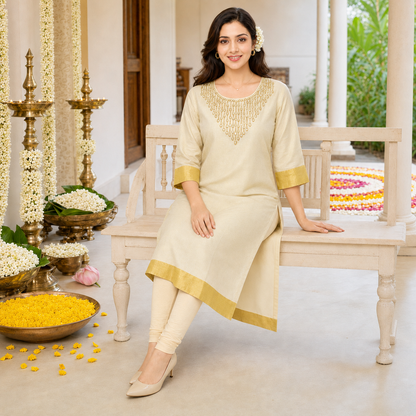 Tissue Silk Kurti with Mirror Work