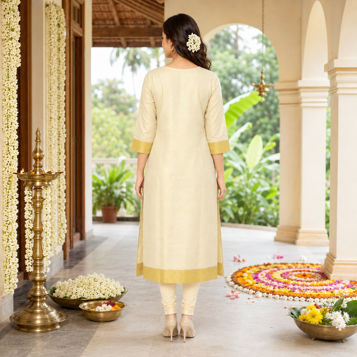 Tissue Silk Kurti with Mirror Work
