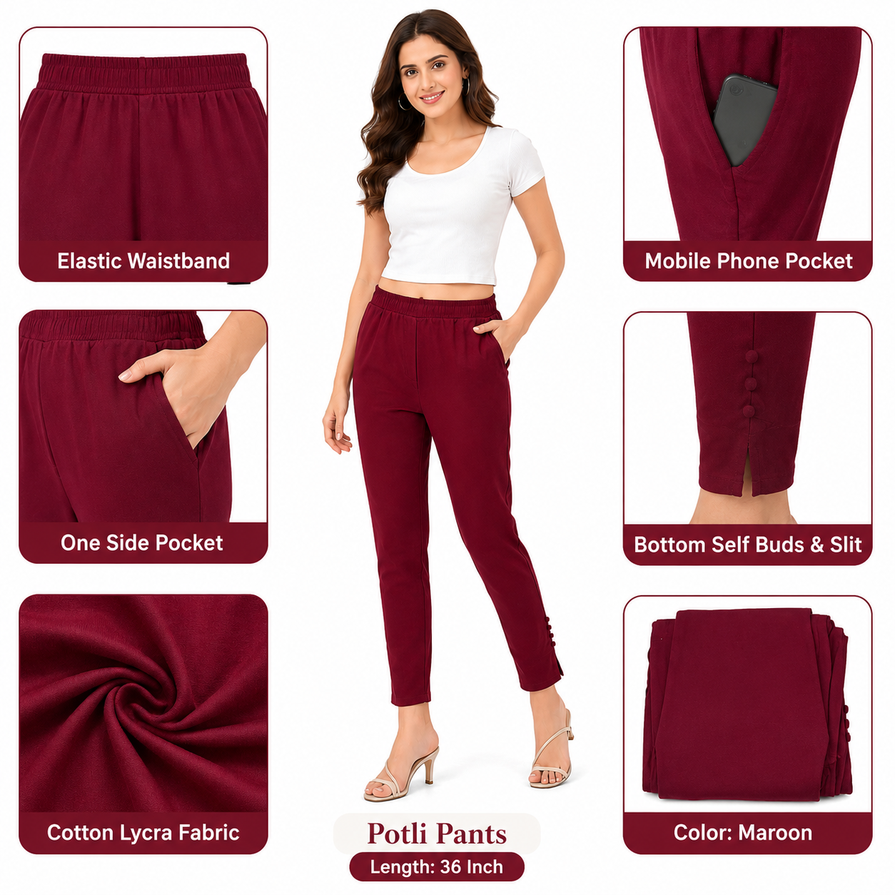 Cotton Lycra Potli Pant with Pocket