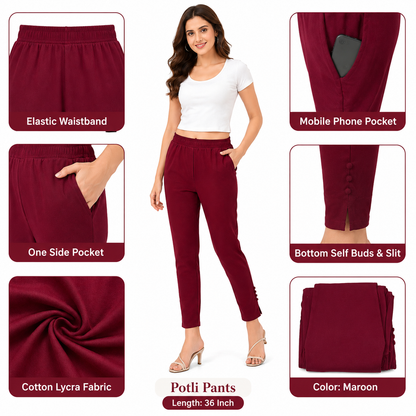 Cotton Lycra Potli Pant with Pocket