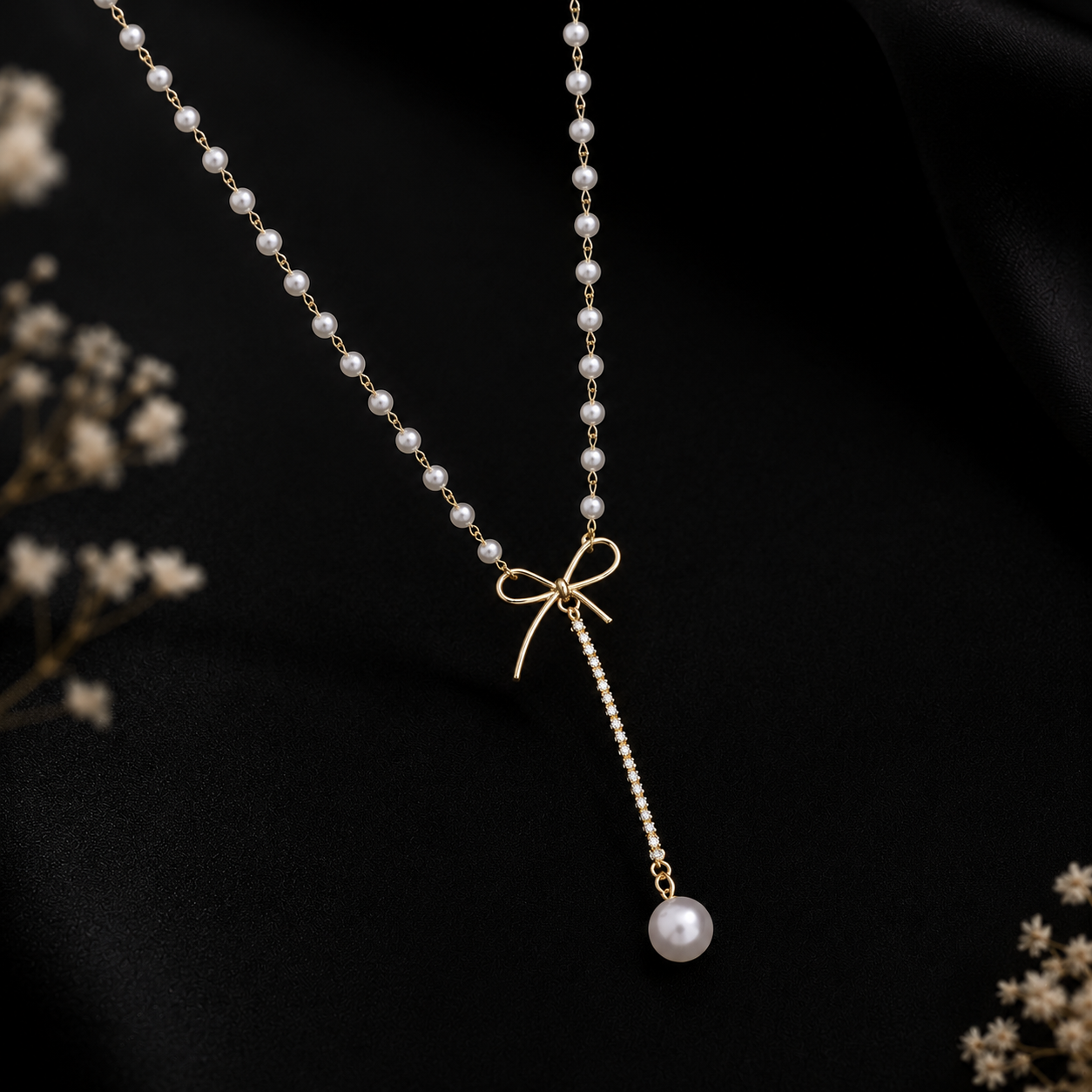 Knot Hanging Pearl Necklace
