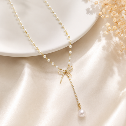Knot Hanging Pearl Necklace