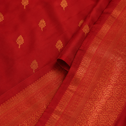Ruby Red Jacquard Work Soft Lichi Silk Saree
