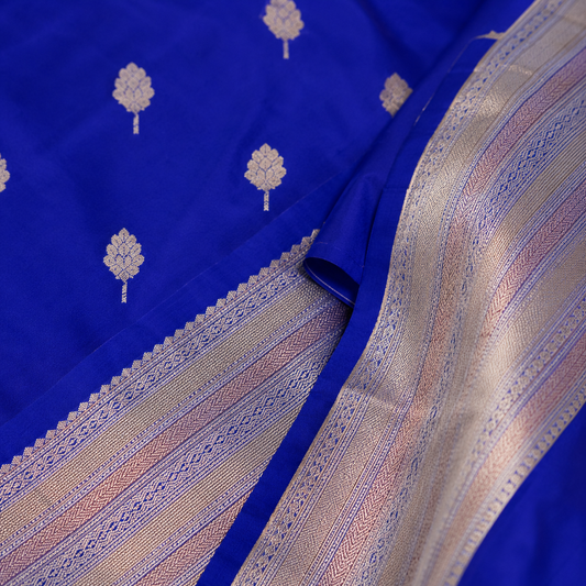 Sapphire Blue Jacquard Work Soft Lichi Silk Saree