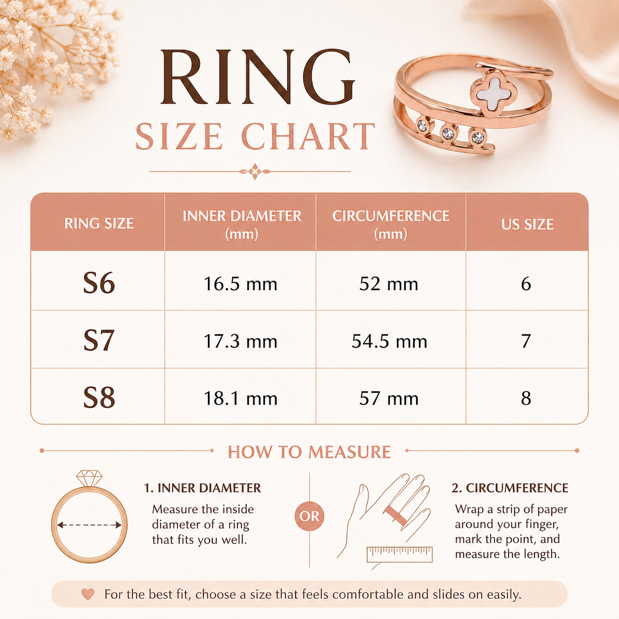 Rose Gold Plated Double Layer Clover Ring