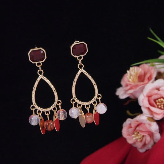 Gold Plated Multi Beads Western Earring