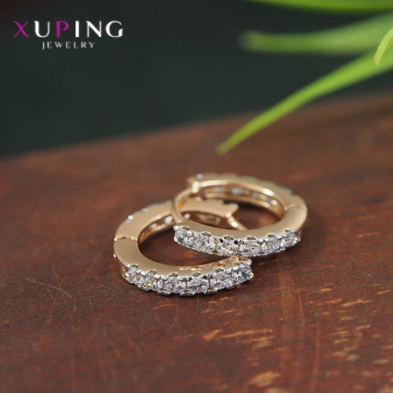 Gold Plated Cubic Zirconia Hoops Xuping Earring